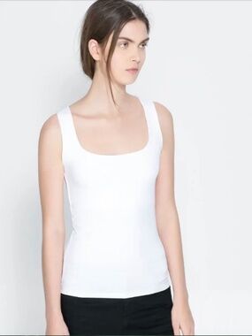 ZARA Basic White Tank Top Camisole Size Small